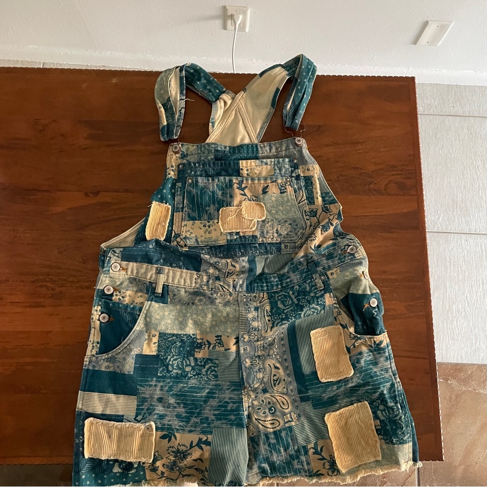 New (L) Free People Lo Fidelity Denim Shortall Overall We The Free